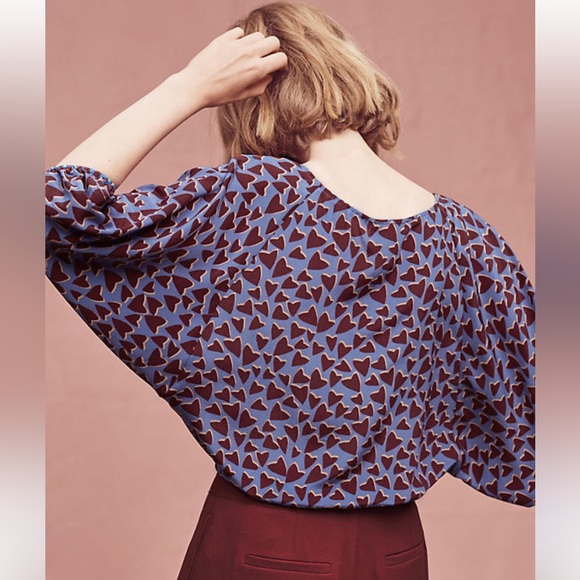 Anthropologie Maeve silk hearts kimono blouse size small - Picture 2 of 5